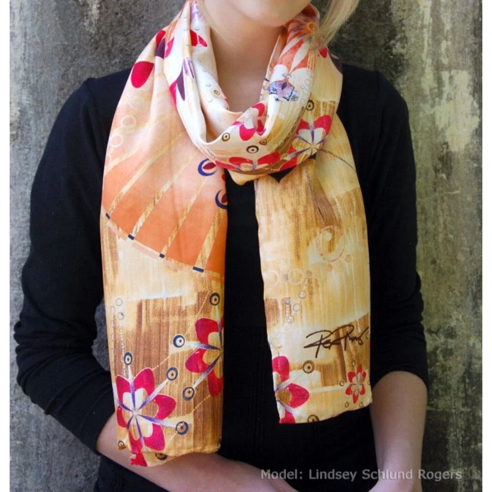 Rex Ray 100% Silk Scarf Victor Champgane‎ 72 X 20